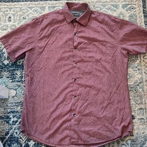 Mens Van Heusen Short Sleeve Button down Shirt | Medium, Plum